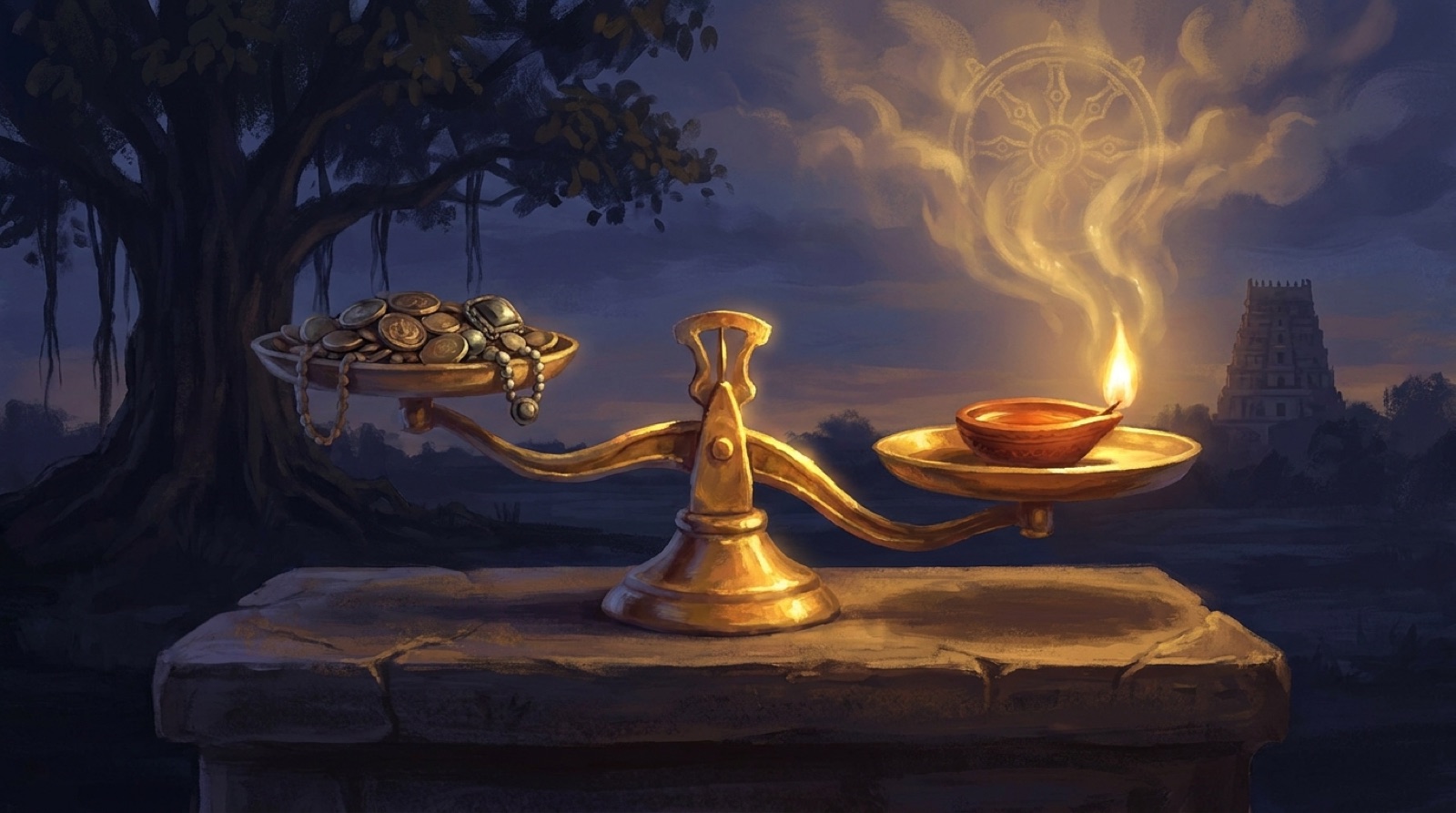 A single lamp of dharma outweighing worldly treasure