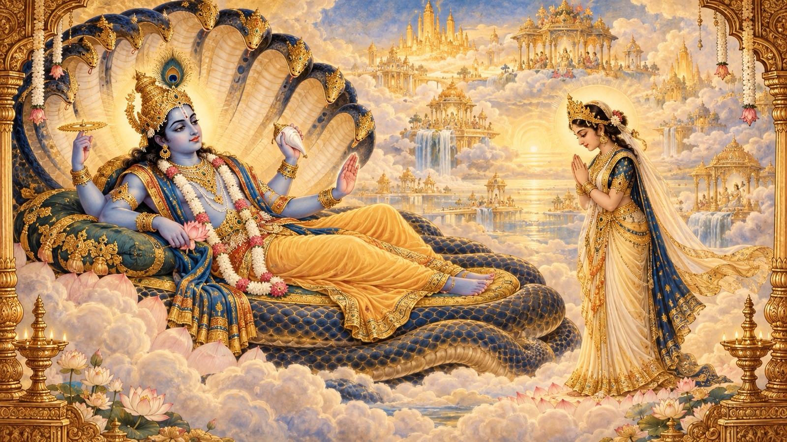 अपने अवतरण की दिव्य योजना पूरी करने हेतु देवी योगमाया को आदेश देते परम भगवान्