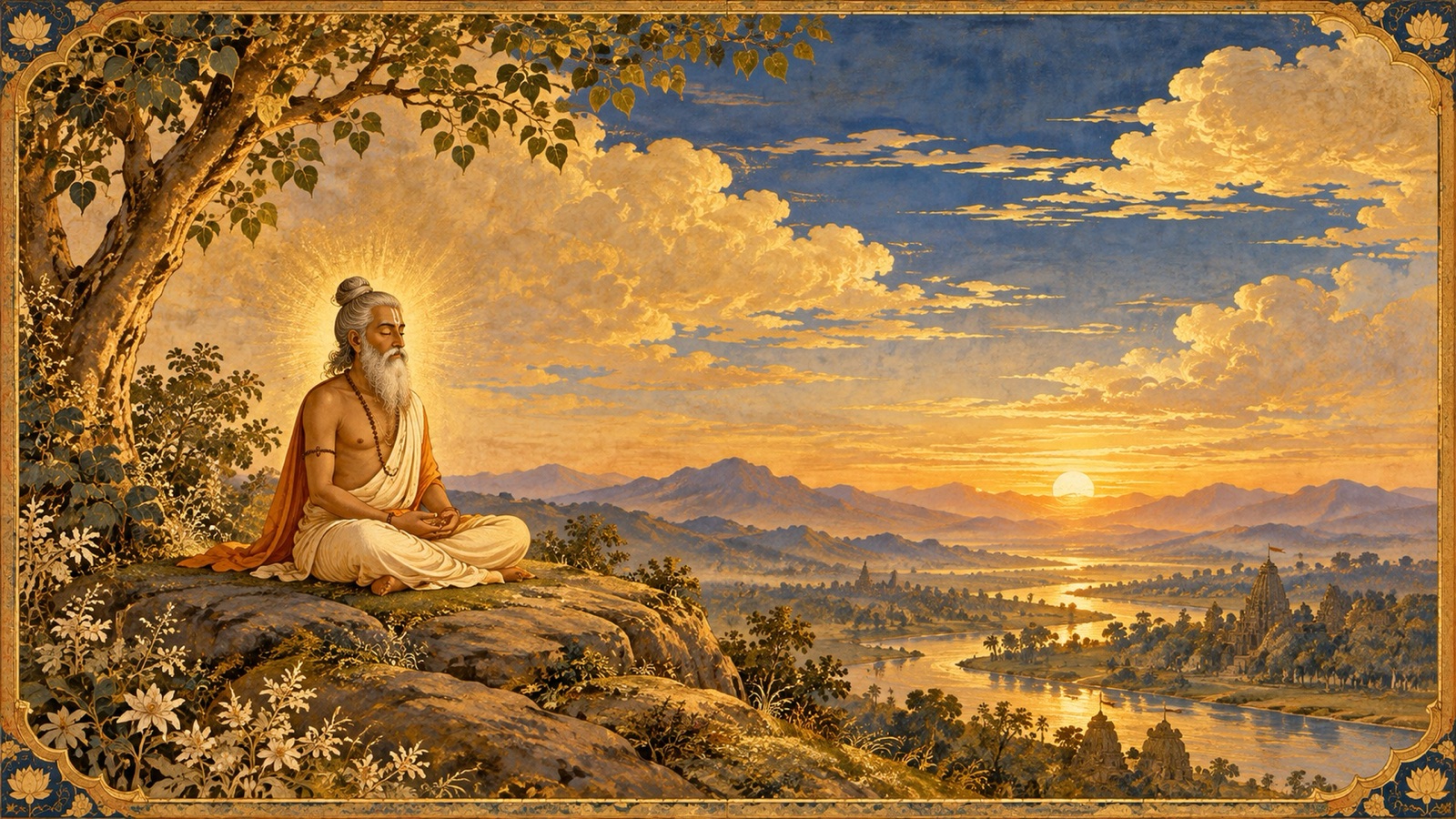 A serene liberated sage dwelling in the body yet untouched, like the open sky
