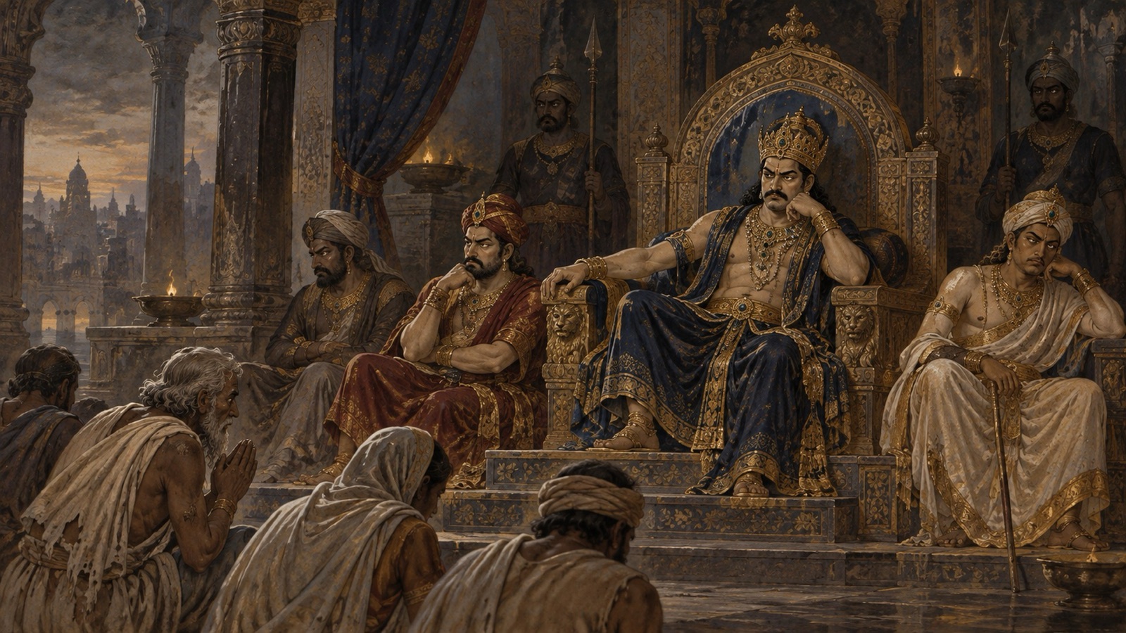 Degraded kings of the deepening age of Kali, ruling harshly and abandoning sacred rites