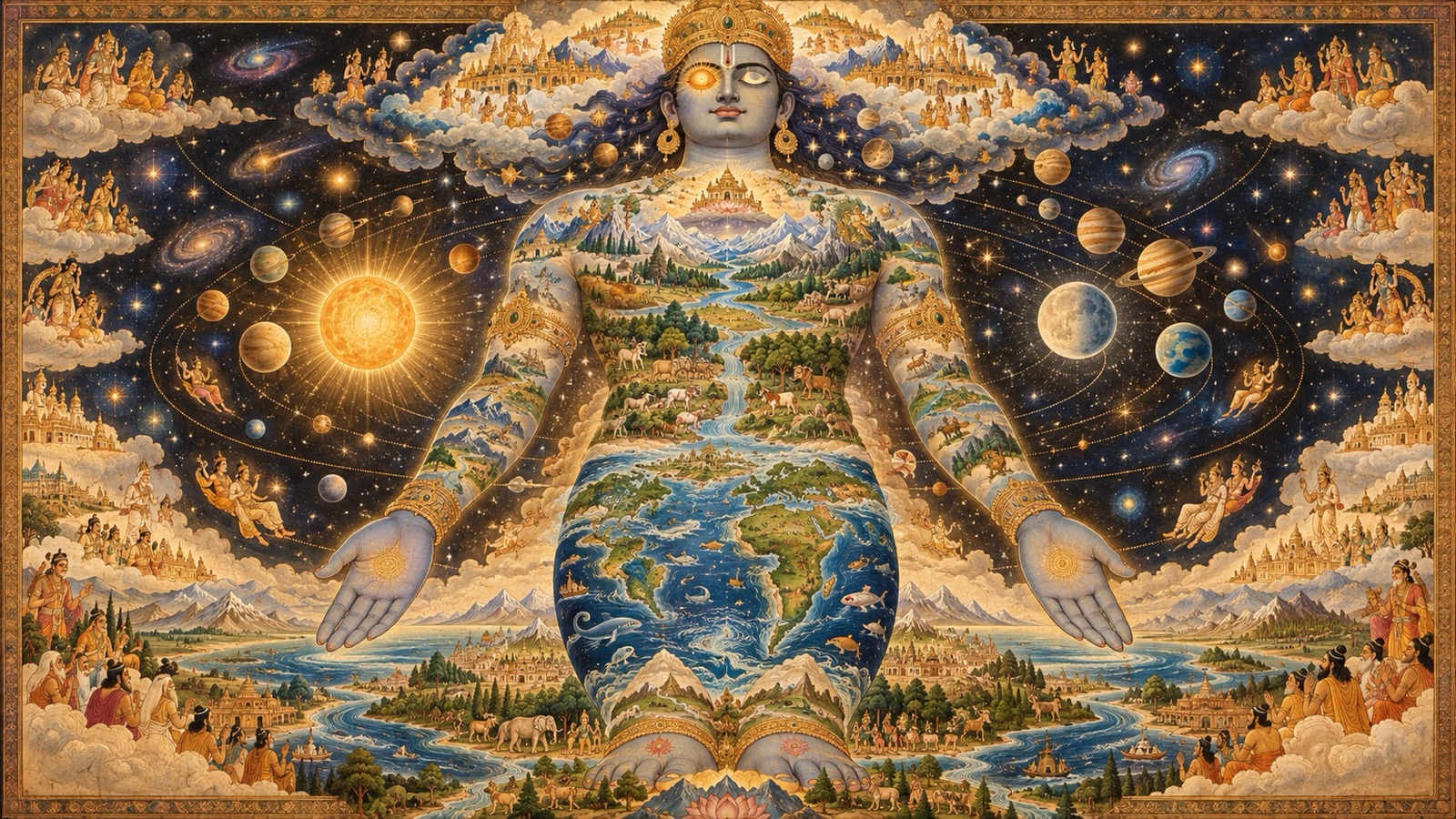 The Cosmic Person whose body is the universe, the earth His feet and heaven His head, the sun His eyes
