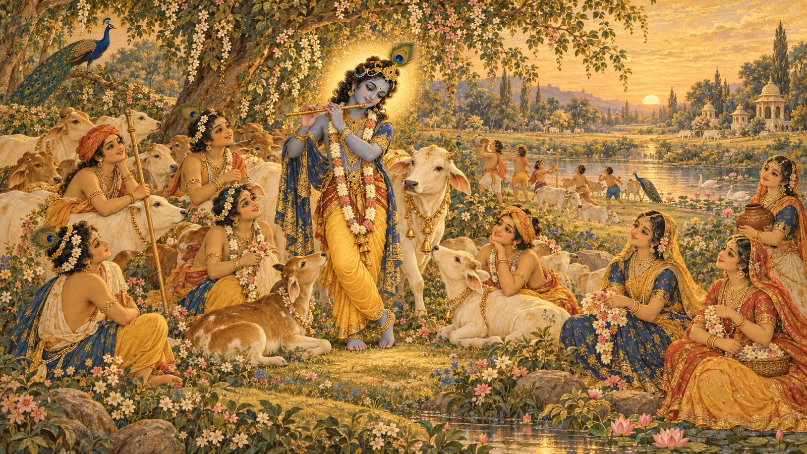 The pastimes of Sri Krishna, from His childhood in Gokula to His deeds relieving the earth's burden, the heart of the Tenth Canto
