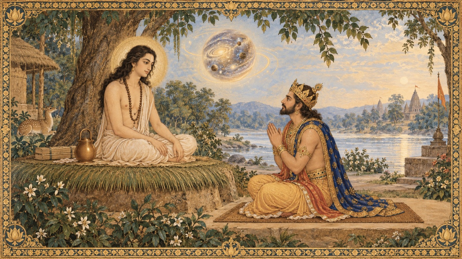 King Parikshit asking how the Lord by His own Maya creates, sustains, and destroys the universe
