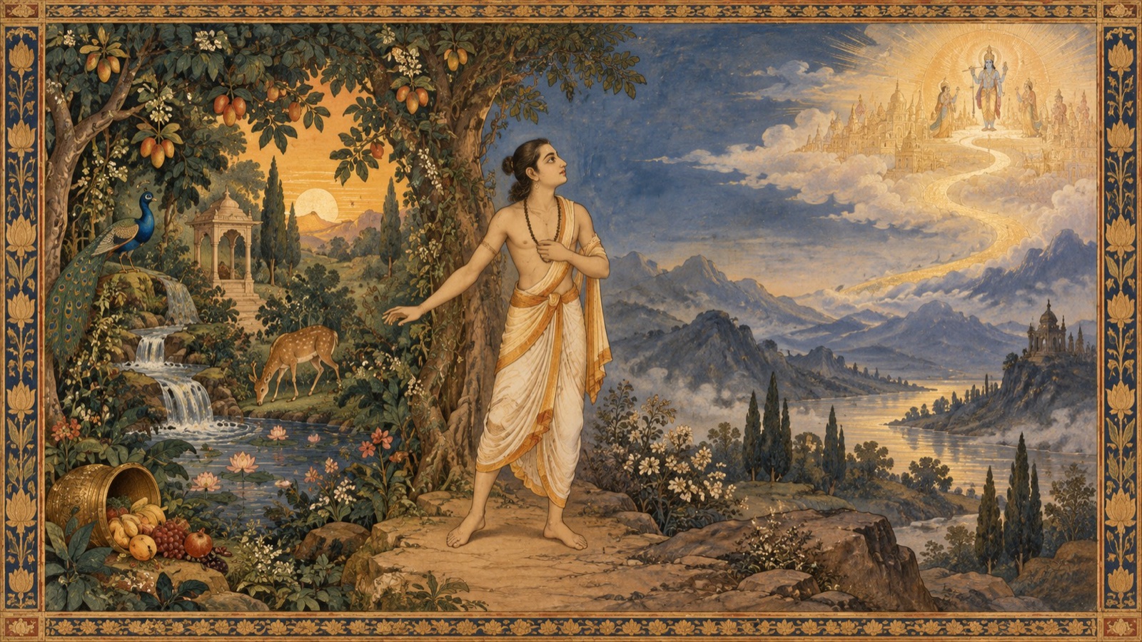 The human species emerging as the ninth stream of creation, marked by activity and the pursuit of sense pleasure