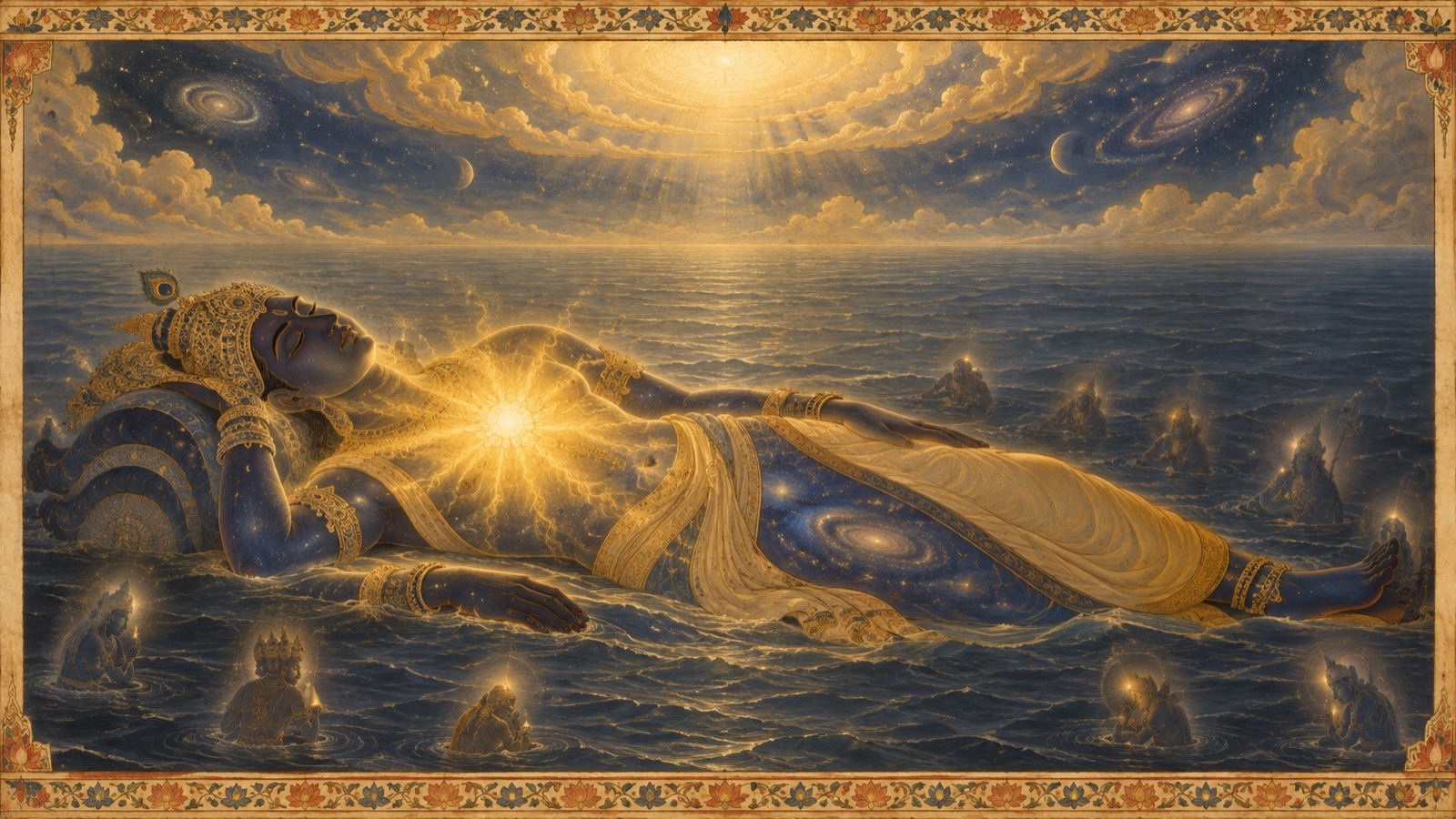 Every deity failing to rouse the Cosmic Being until the Inner Controller enters the heart together with reason