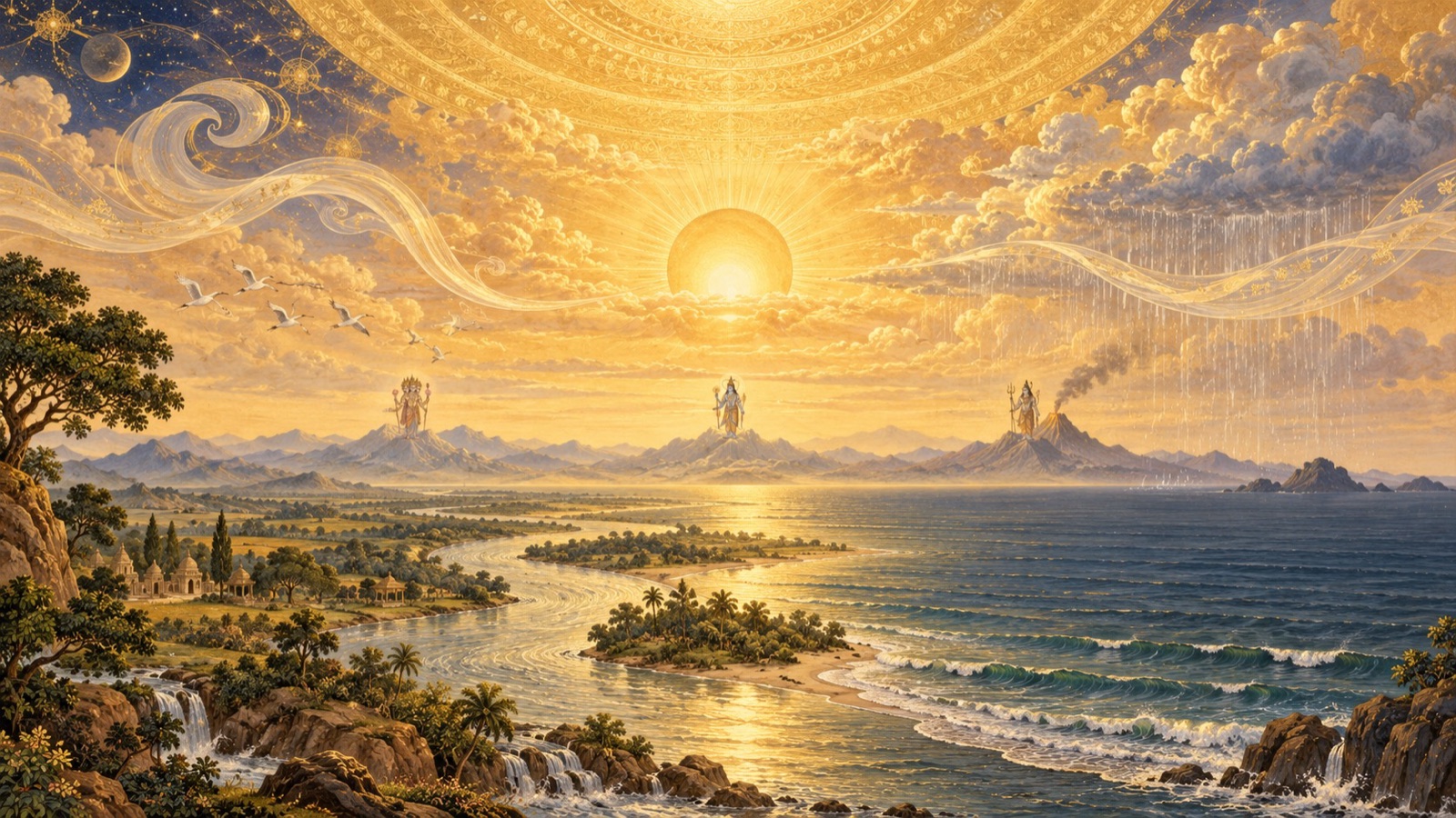 Wind, sun, rain, rivers, fire, and the deities of creation operating in reverent fear of all-powerful Time