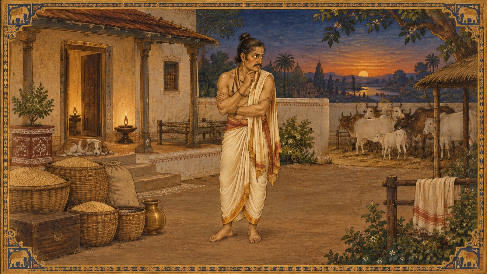 अपने हृदय को शरीर, सन्तान, घर, पशु, धन तथा सम्बन्धियों में गहराई से आसक्त करने वाला गृहस्थ, जो इसी आसक्ति से चिन्तित रहता है