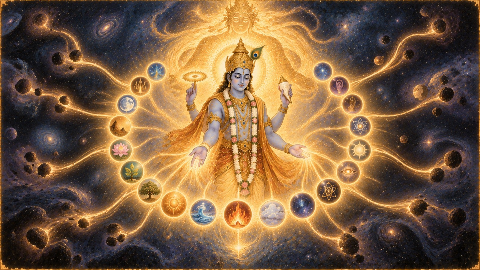 The Lord assuming the potency of Kala (Time) and entering the twenty-three disconnected categories of creation
