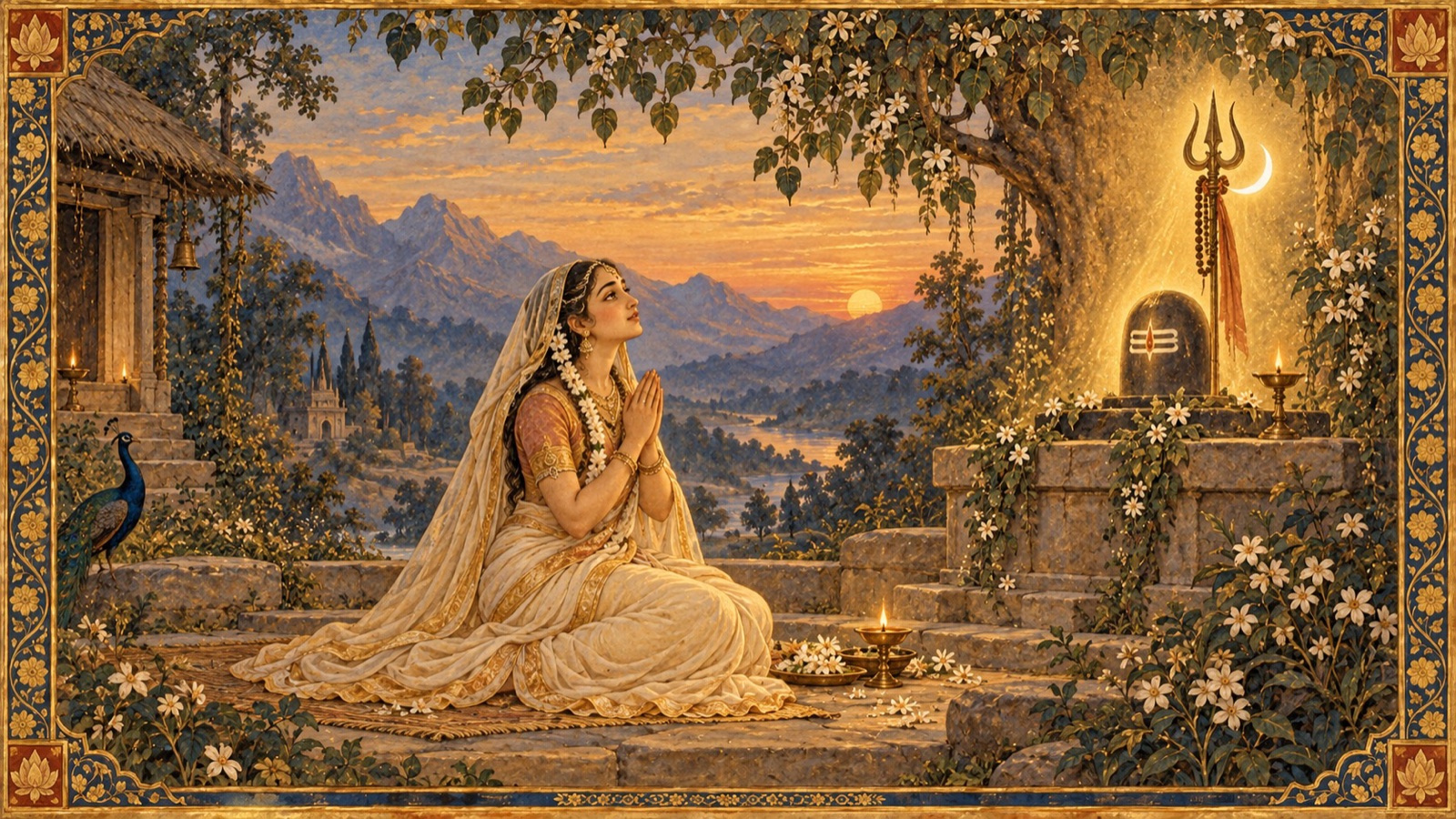 Sati, devoted consort of Lord Shiva and youngest daughter of Daksha, in quiet devotion