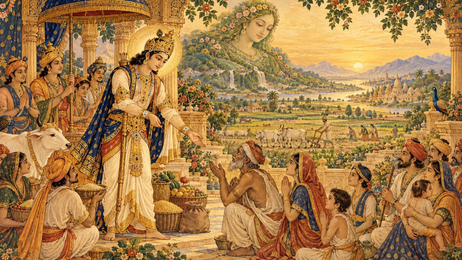 King Prithu foretold as a compassionate protector, tolerant and sustaining as the earth
