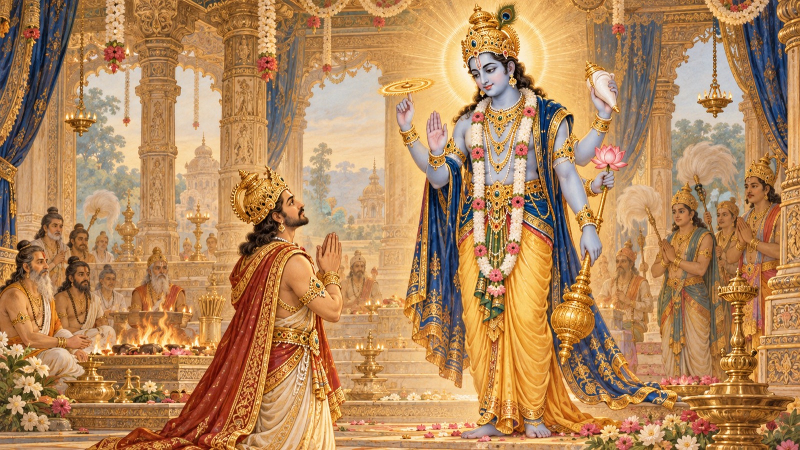 भगवान् राजा पृथु को कोई भी वरदान अर्पित करते हुए, यह प्रकट करते कि वे सम मन से जीते जाते हैं