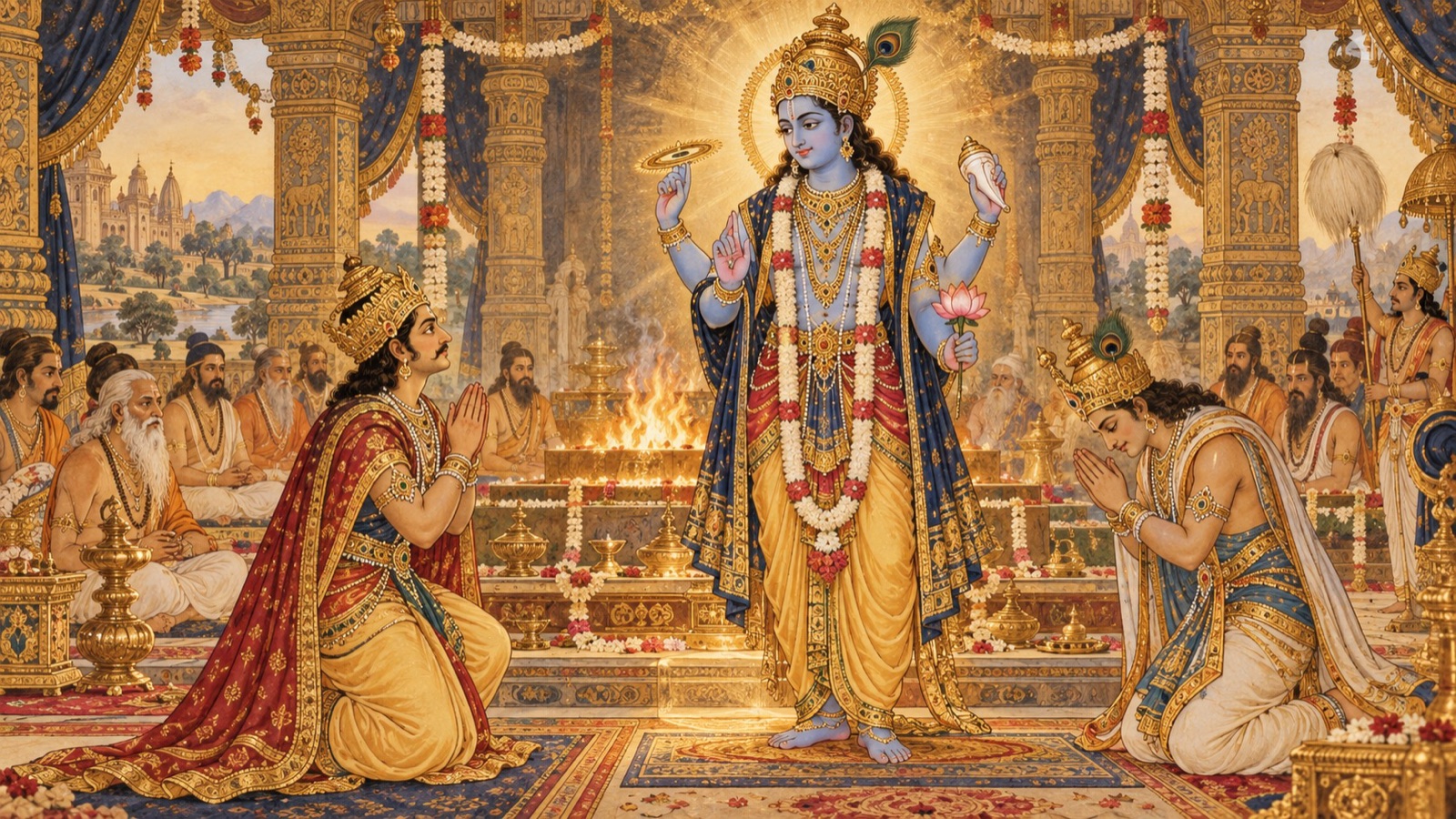 The Lord counseling King Prithu to forgive Indra and teaching the highest wisdom of the soul