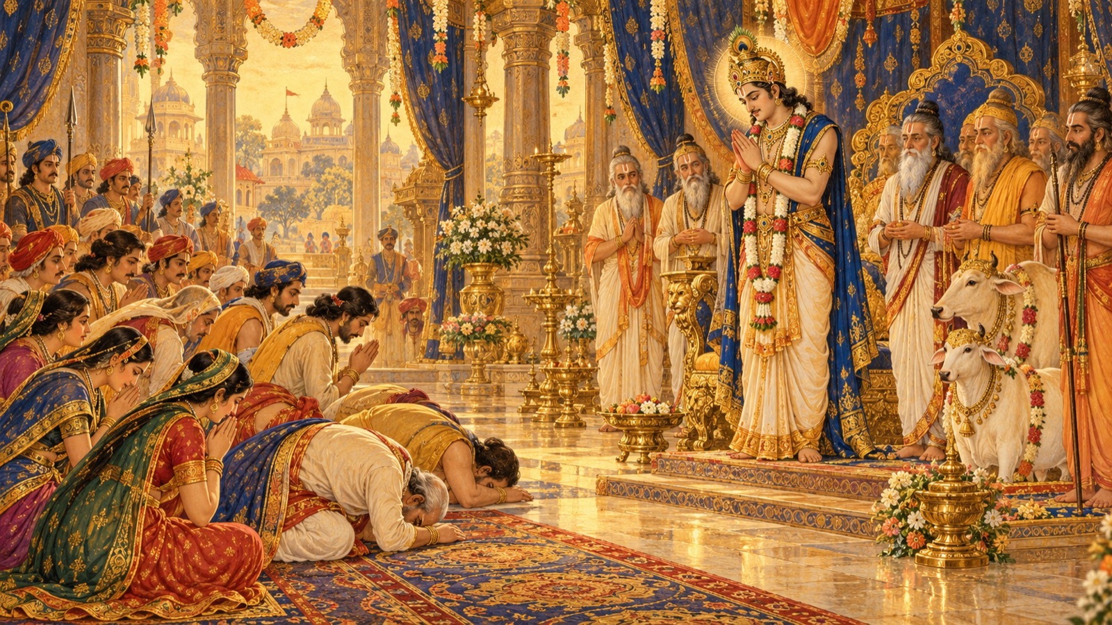 प्रजा राजा पृथु को उनके परामर्श तथा विनम्रता से द्रवित होकर पिता तथा रक्षक के रूप में सम्मान देती हुई