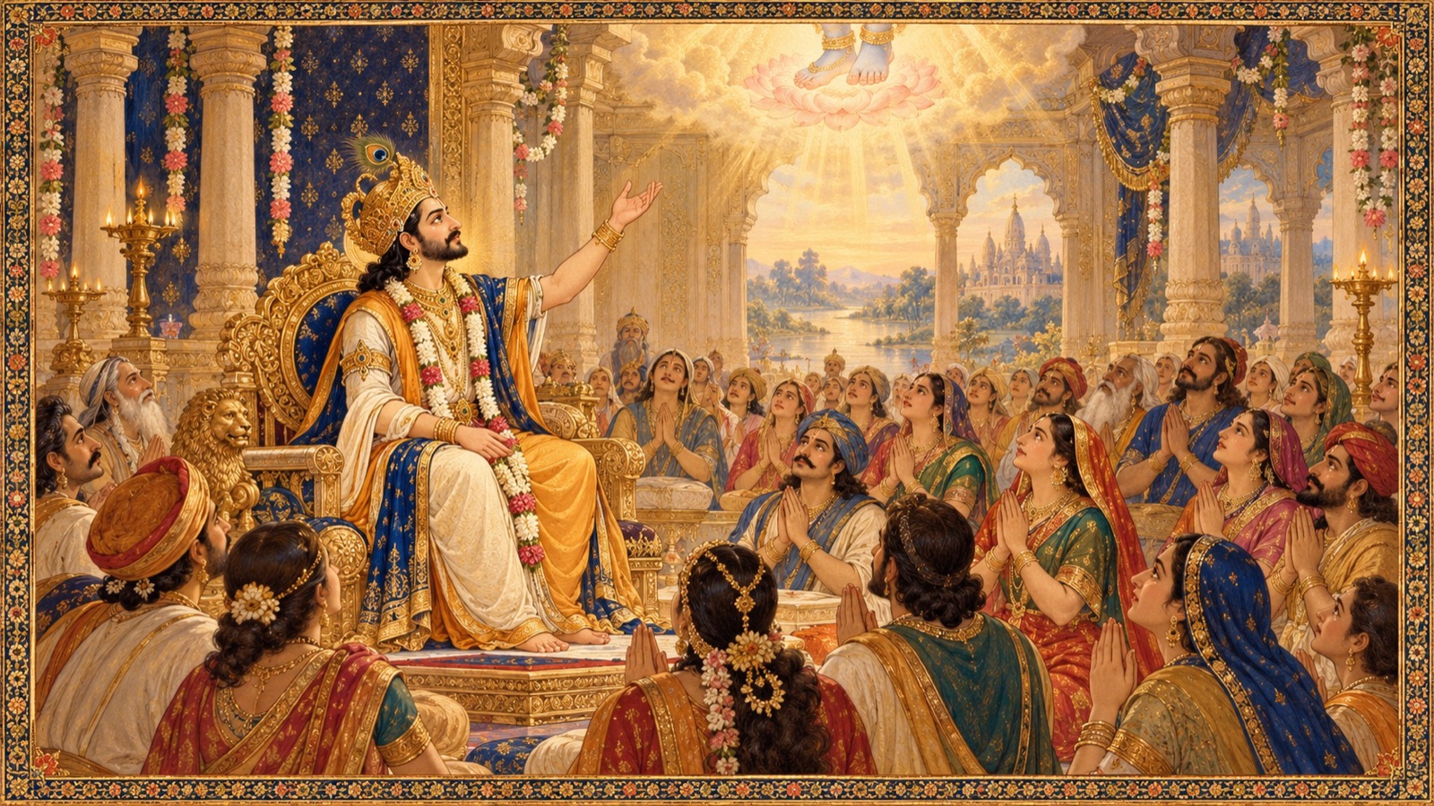 King Prithu teaching the loving worship of the Supreme Lord as the highest good of every soul