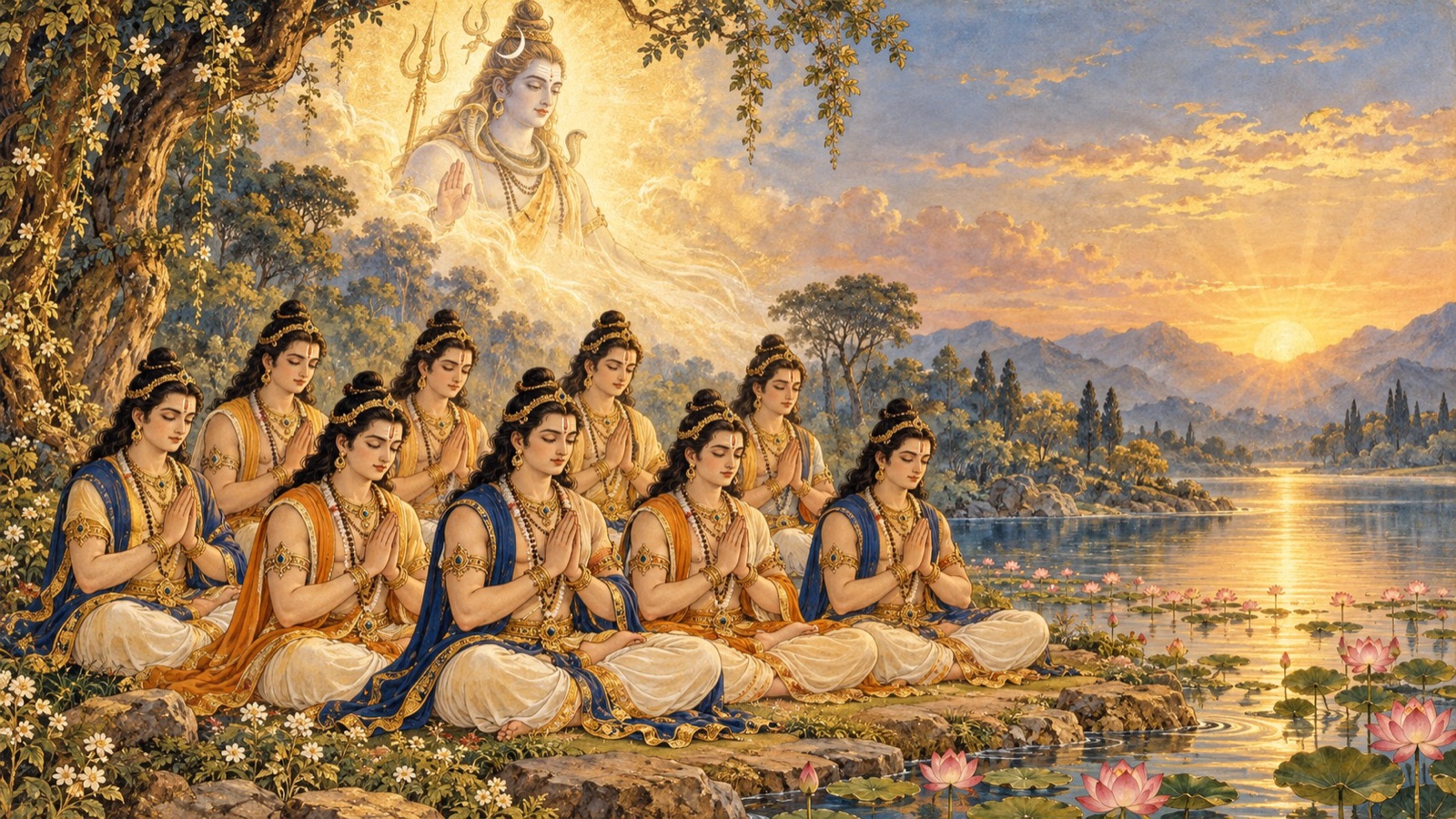 प्रचेता पवित्र स्तोत्र ग्रहण कर अपनी लम्बी तपस्या आरम्भ करते हुए, उसे जपते हुए