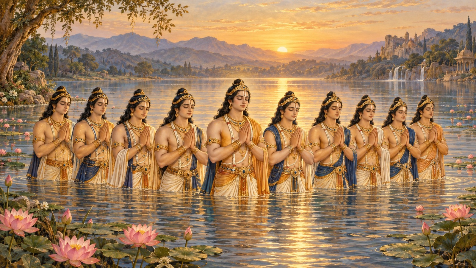 दस प्रचेता जल में दस हज़ार वर्ष खड़े रहकर भगवान् शिव का स्तोत्र जपते हुए