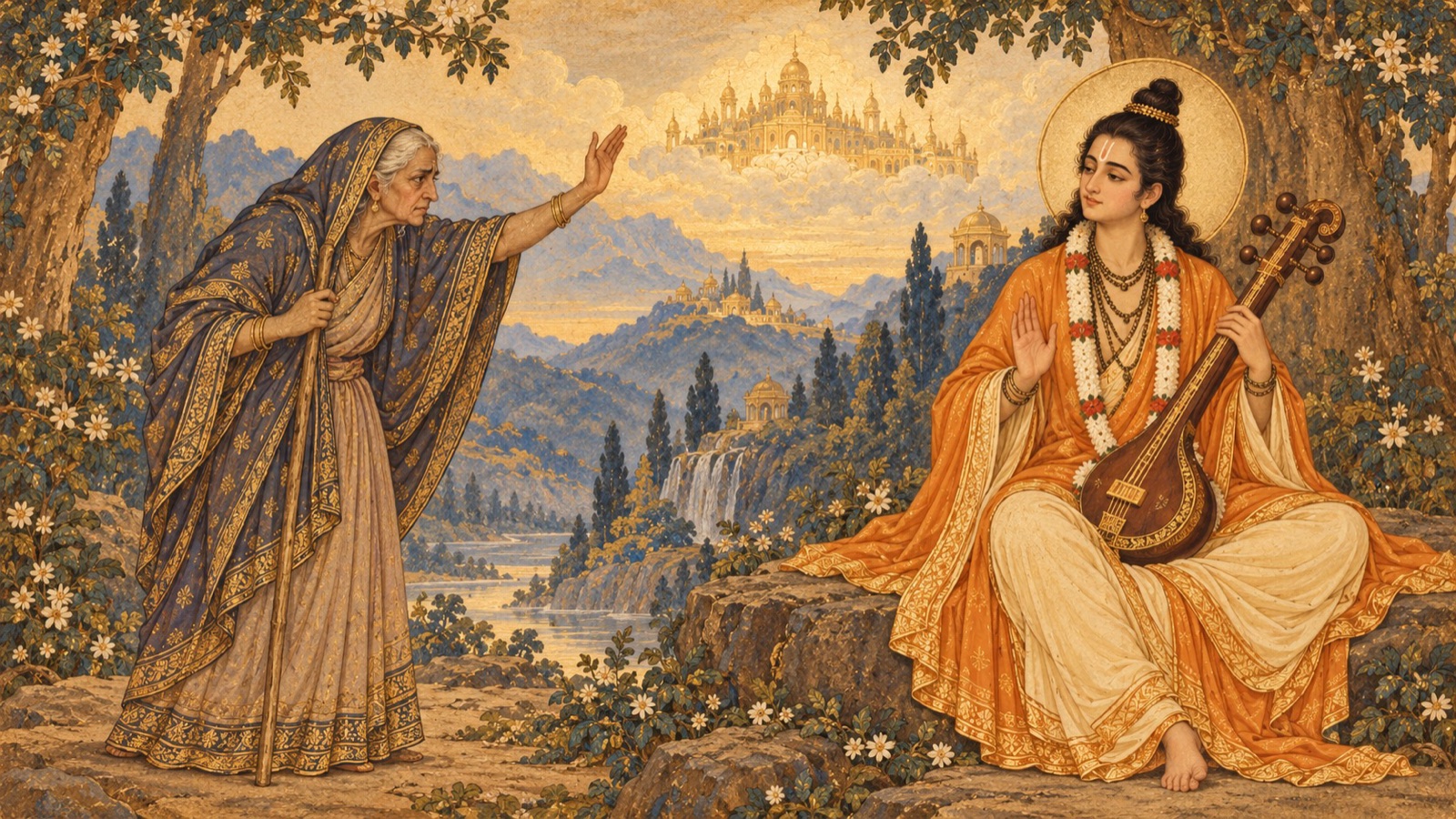 Kalakanya, the daughter of Time, spurned in her search for a husband, cursing the sage Narada