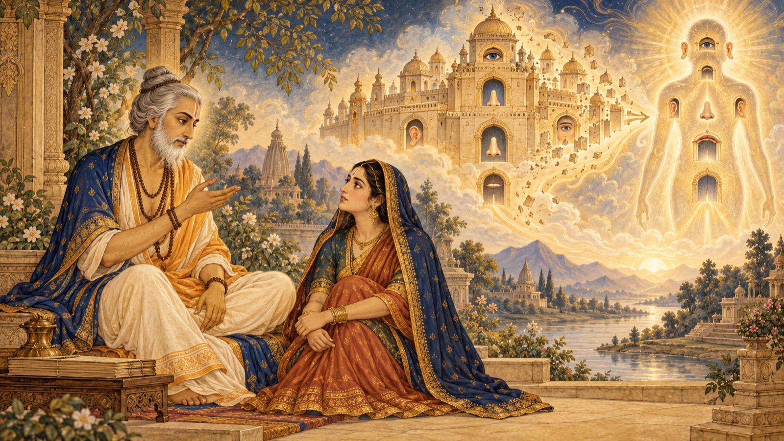 The wise brahmana, the unknown friend, unveiling the allegory to the grieving soul
