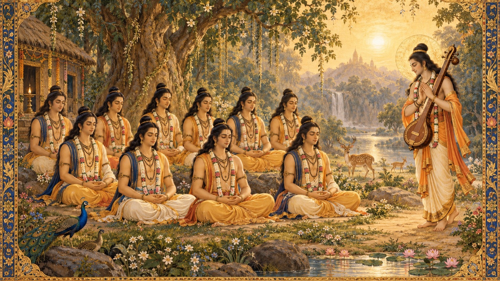 देवर्षि नारद प्रचेताओं को परमात्मा के गहन ध्यान में स्थित पाते हुए