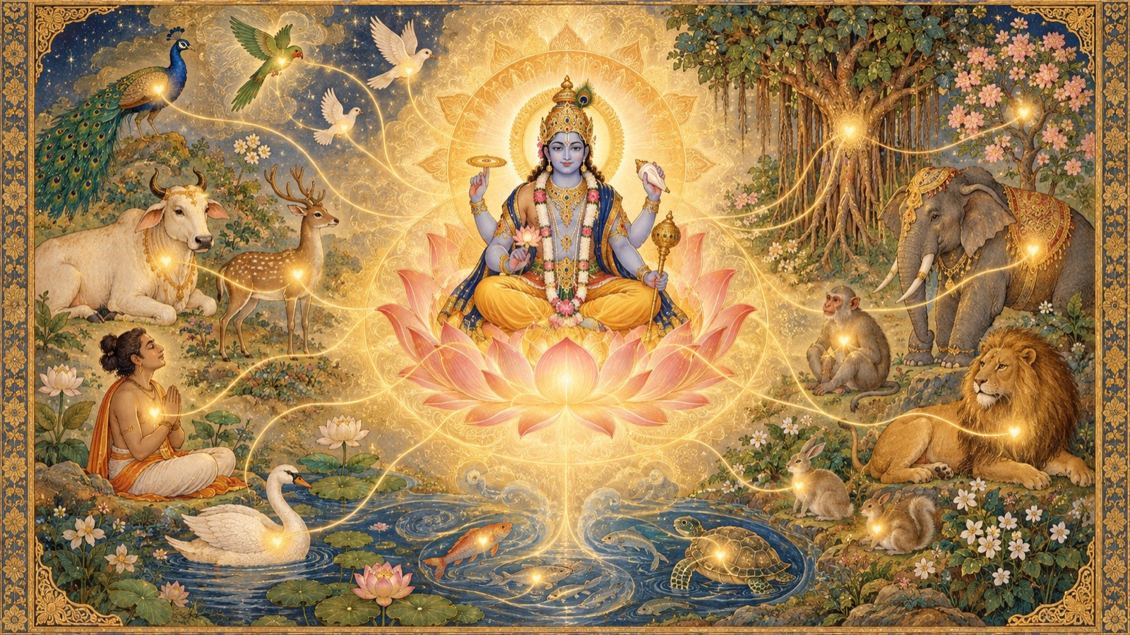 The Lord Vasudeva abiding within the heart as the all-pervading witness, like air within all beings