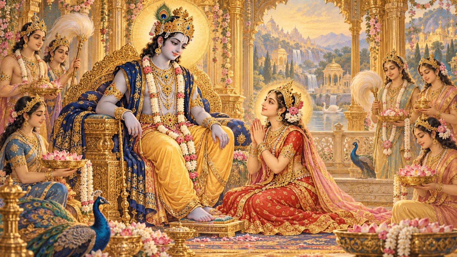 केतुमाल-वर्ष में देवी लक्ष्मी भगवान् के कामदेव-प्रद्युम्न रूप की आराधना करती हुई