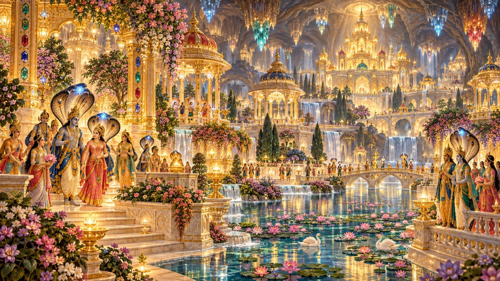 The luminous subterranean realms of jewelled palaces and gem-lit gardens raised by the architect Maya