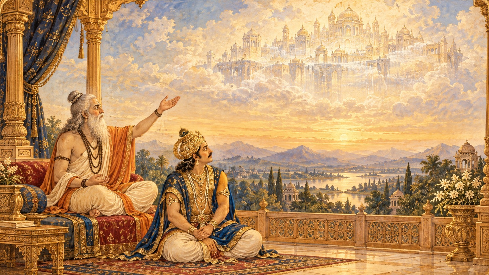 The sage Angira revealing his identity and teaching the king about the sorrow in all possessions