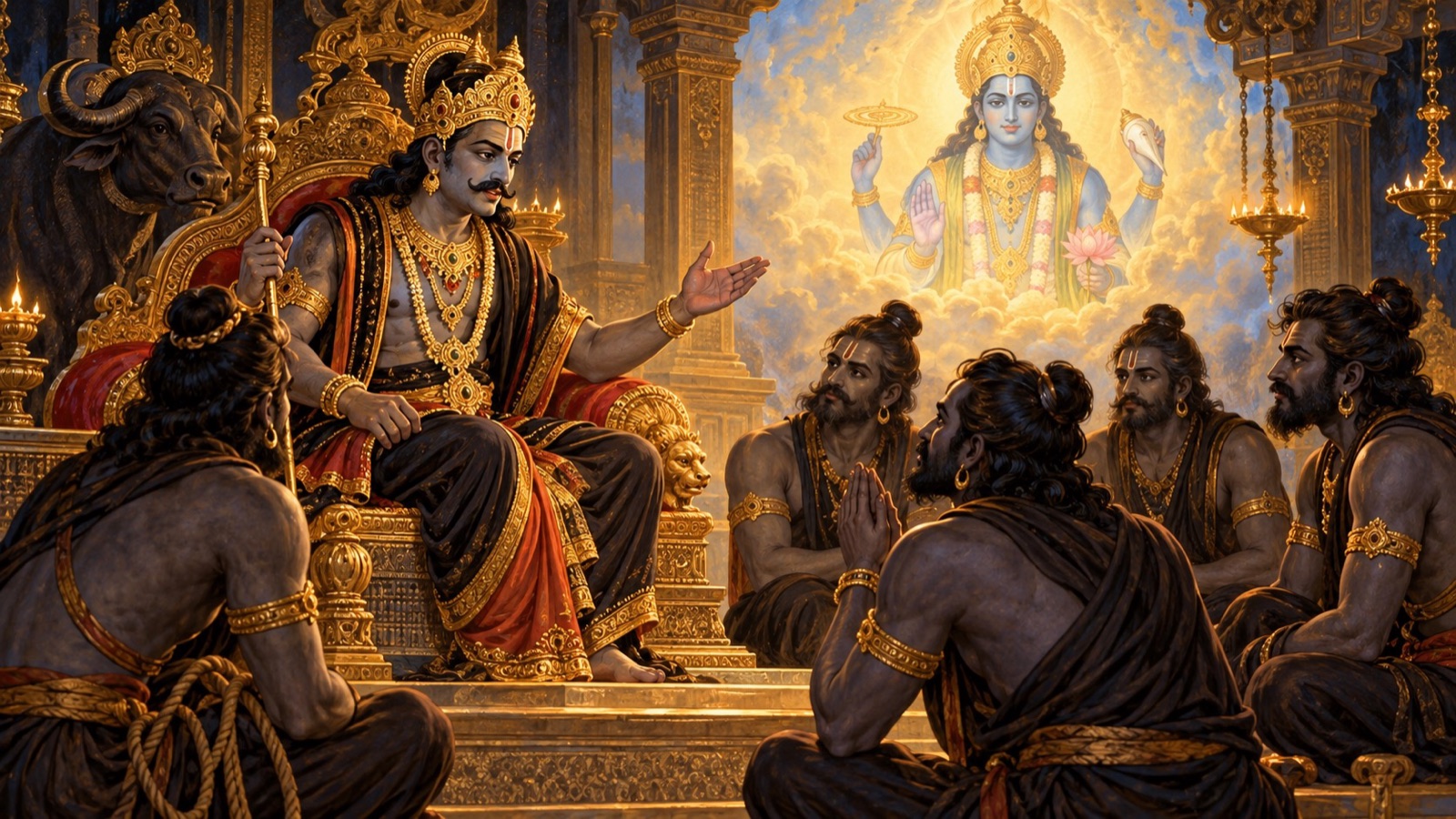 Yama affectionately instructing his messengers about the glory of the holy name