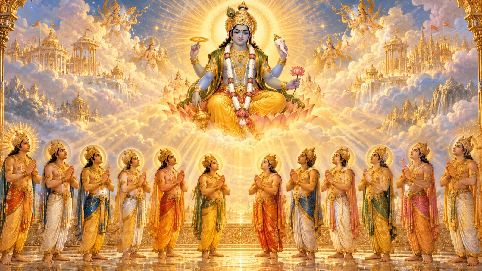 The Supreme Lord Narayana descending as a part-manifestation in the dynasty of Aditi