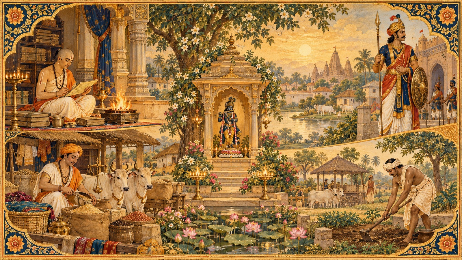 People of the four social orders engaged in study, protection, trade and service