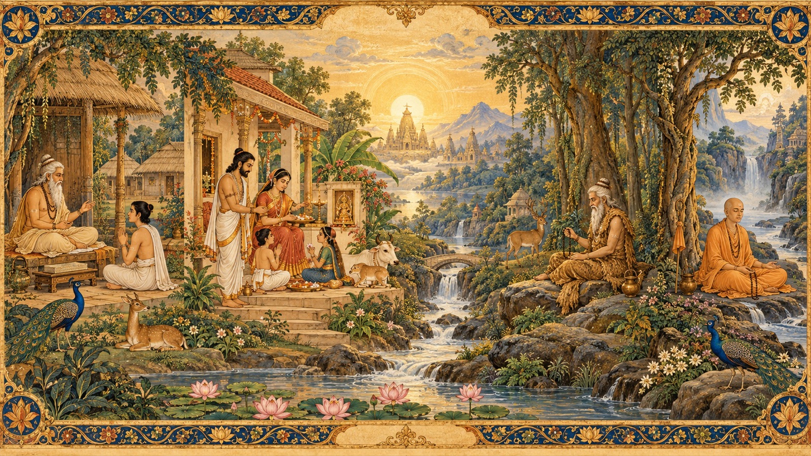 The four stages of spiritual life — student, householder, forest-dweller and renunciant
