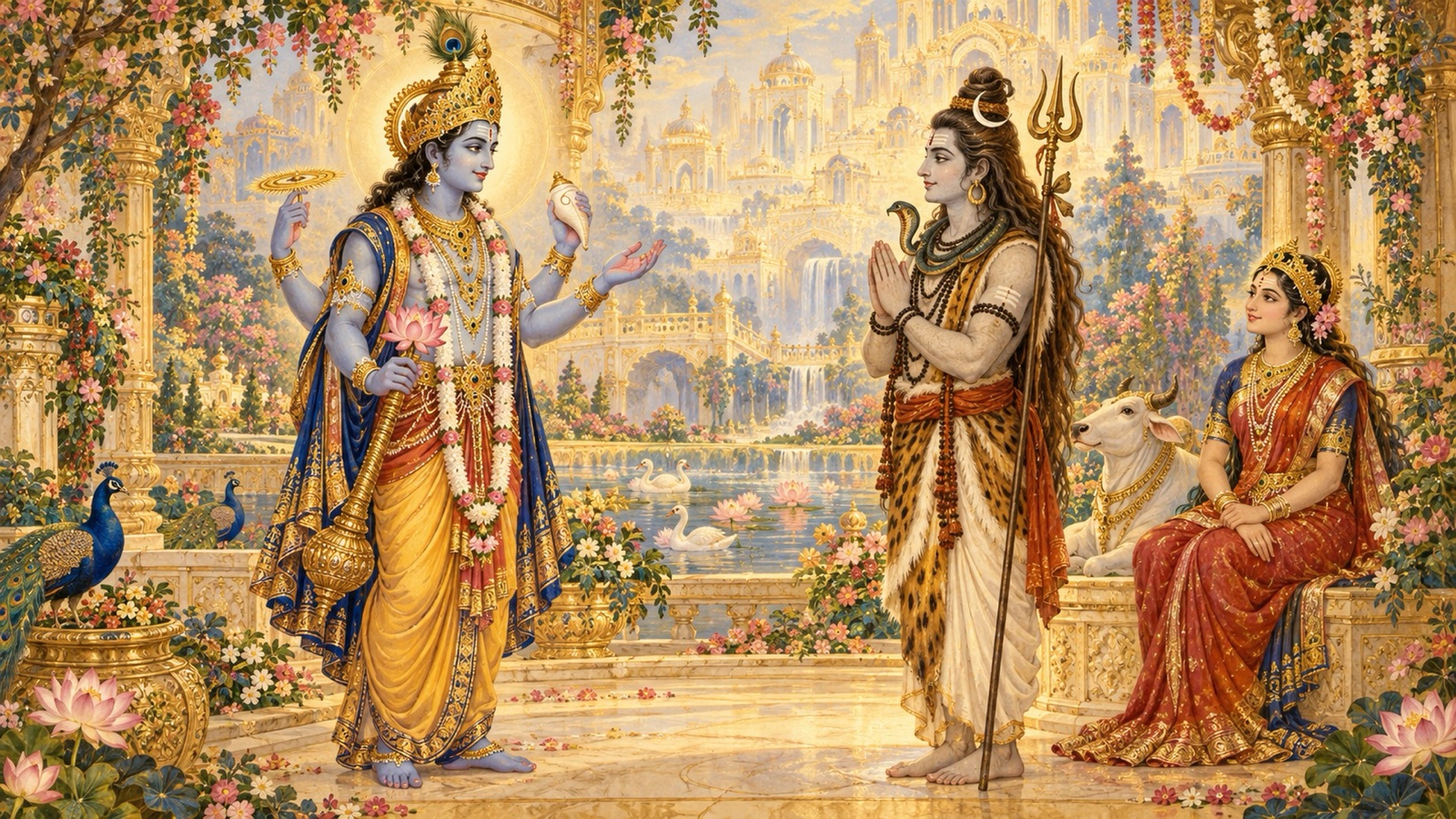 भगवान विष्णु अपने मूल रूप में स्थिरता पुनः पाए भगवान शिव की प्रशंसा करते हुए