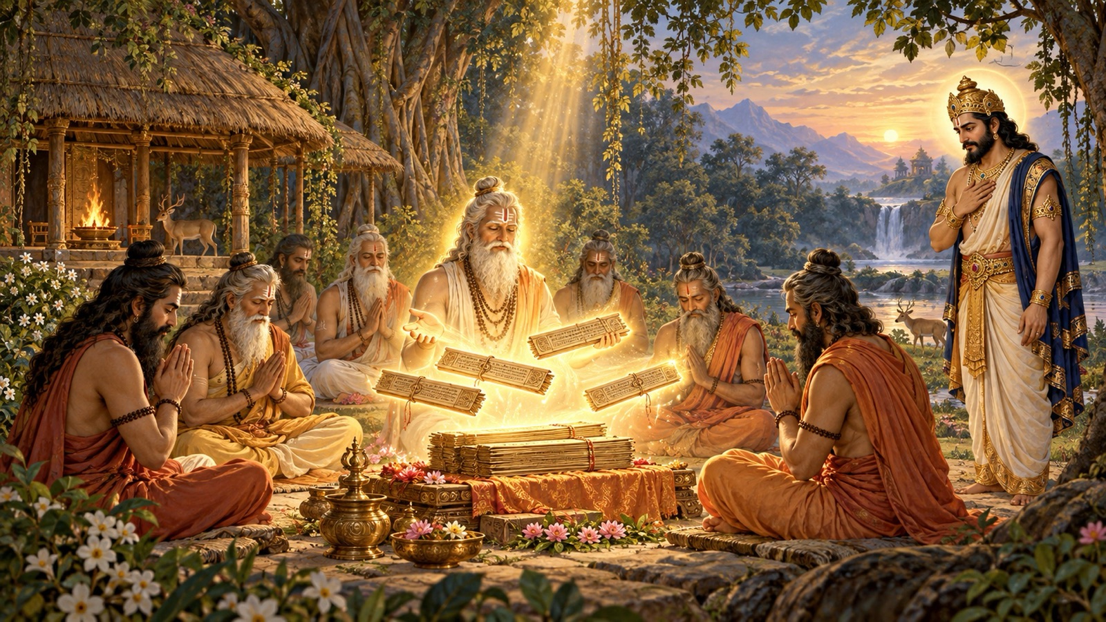 Great seers recovering the lost Vedic knowledge through their austerity at the close of an age
