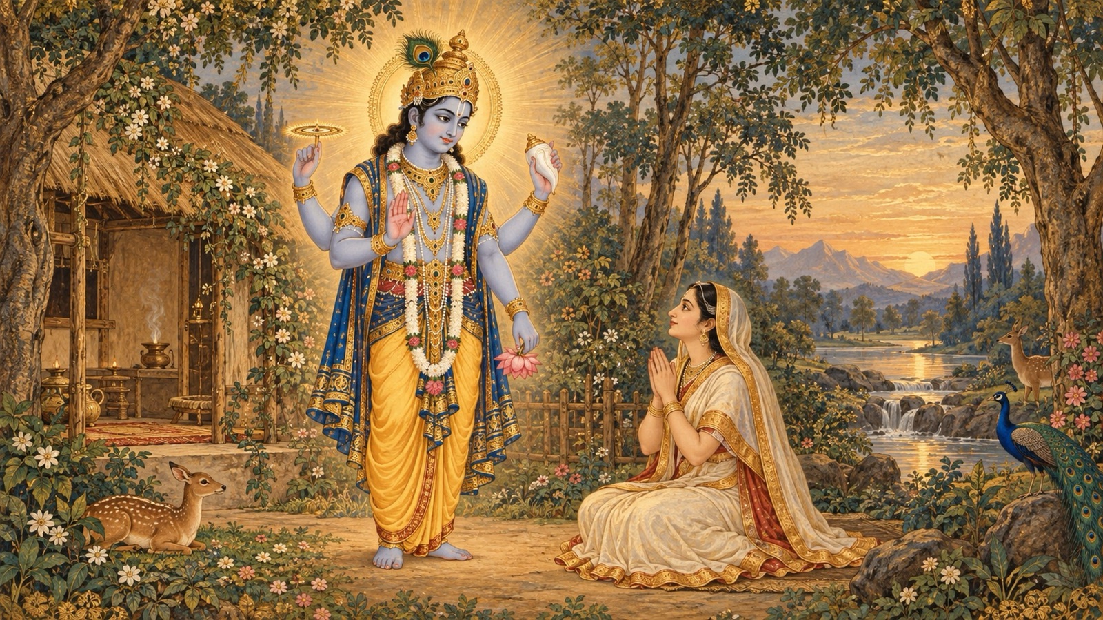 The Lord assuring Aditi that He will act for her sons and be born as her own son