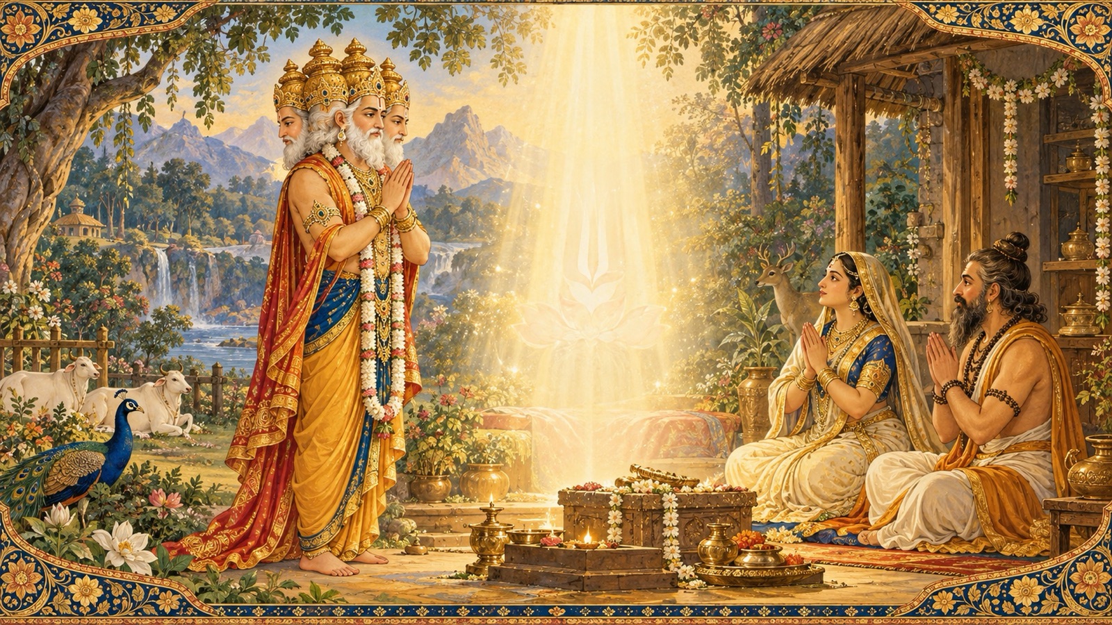 Brahma praising the Lord who has descended into the womb of Aditi
