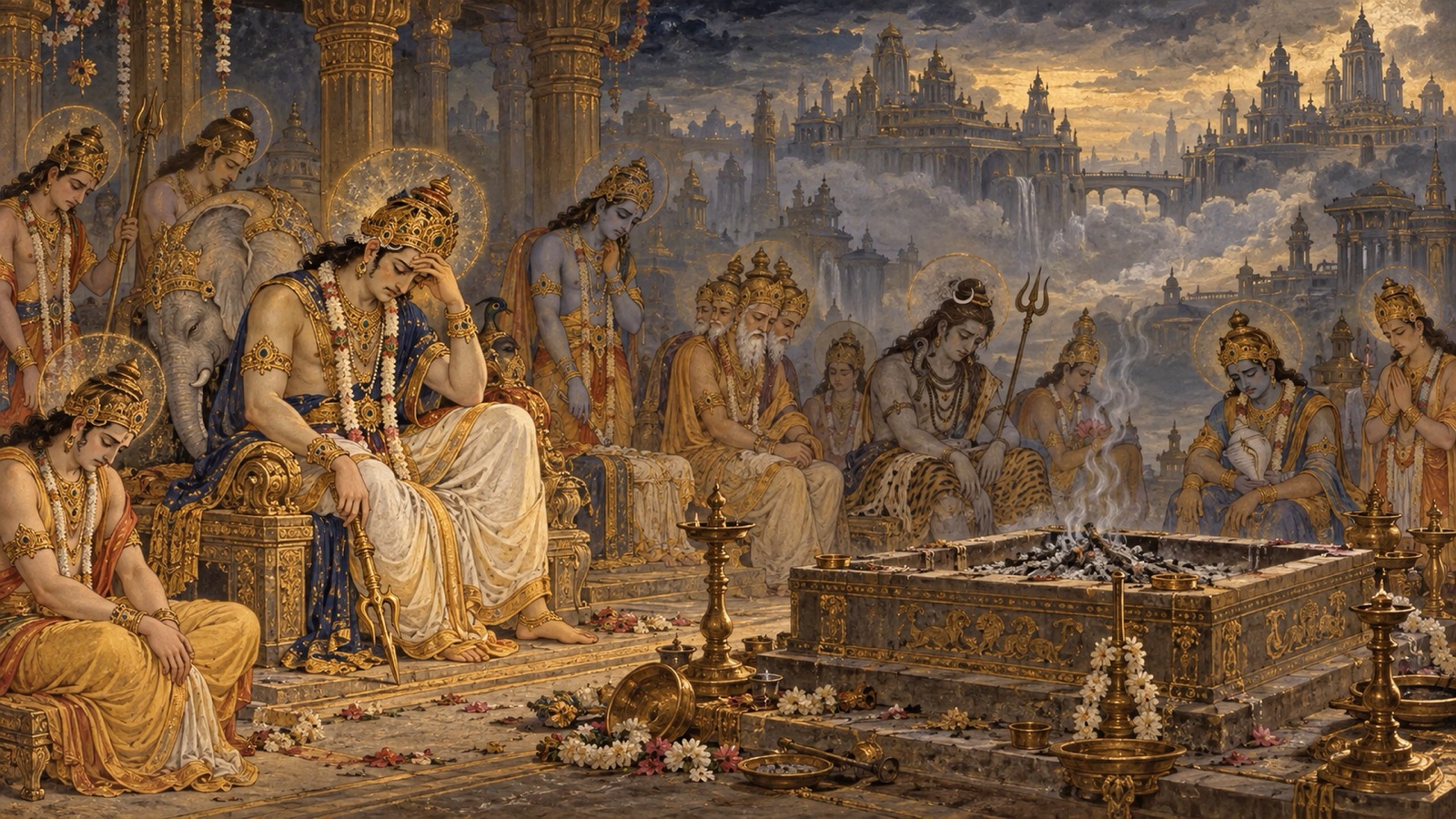 The gods and the three worlds dimmed and drained of splendour after Durvasa's curse while the demons grow strong