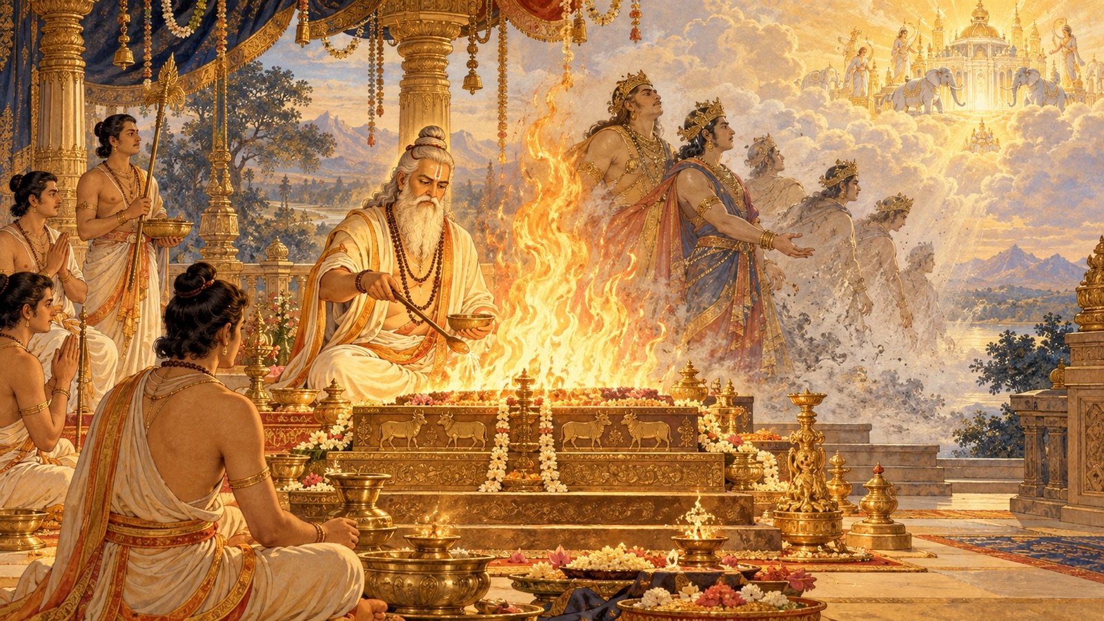 The downfall of Raji's sons, who grasped after heaven and the offerings of the gods