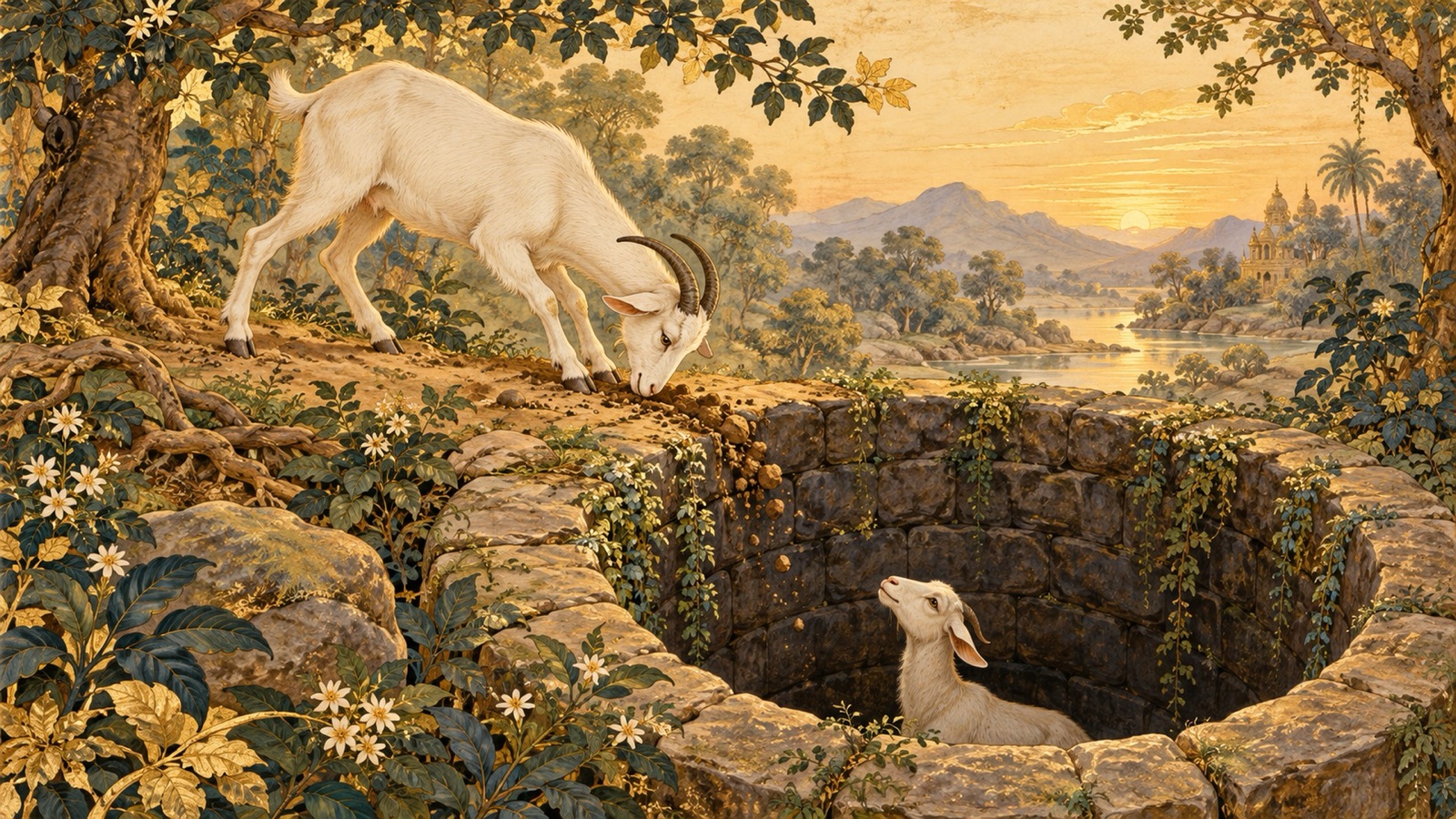 The parable of the goat rescuing a she-goat fallen into a well