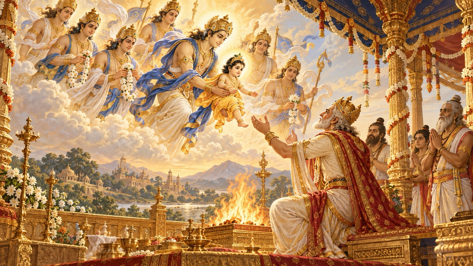 सम्राट् भरत को बालक भरद्वाज प्रस्तुत करते वायु-देव मरुत