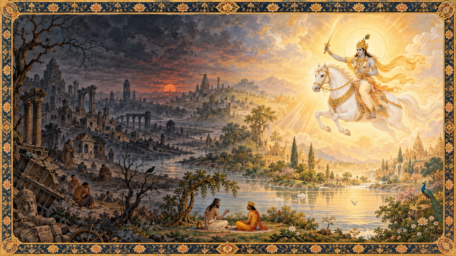 श्रीशुकदेव कलियुग के ह्रास तथा भगवान् के कल्कि रूप में प्रतिश्रुत अवतरण का वर्णन करते हुए