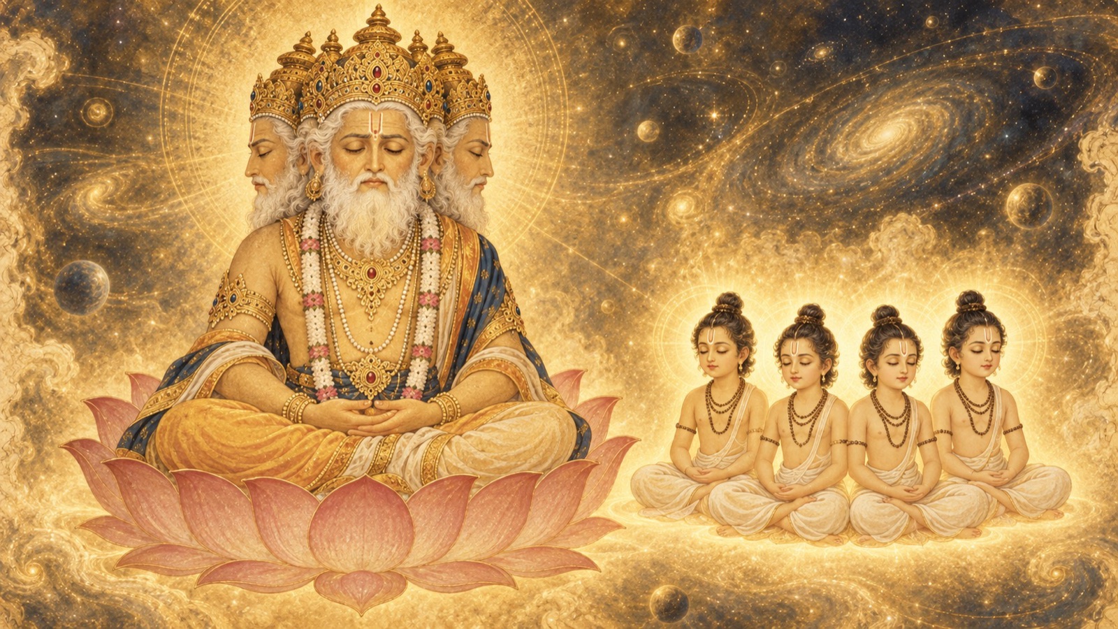 ब्रह्मा द्वारा सनक, सनन्दन, सनातन तथा सनत्कुमार चार ऋषि-बालकों की सृष्टि