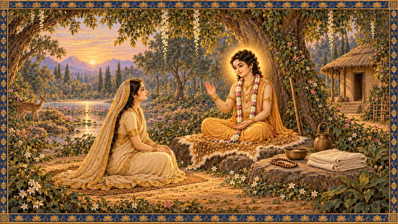 भगवान् कपिल देवहूति को योग की नैतिक तथा प्रारम्भिक आधार-भूमि का वर्णन करते हुए