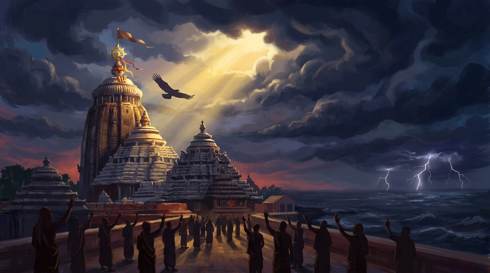 The Jagannath Temple of Puri under a turning sky